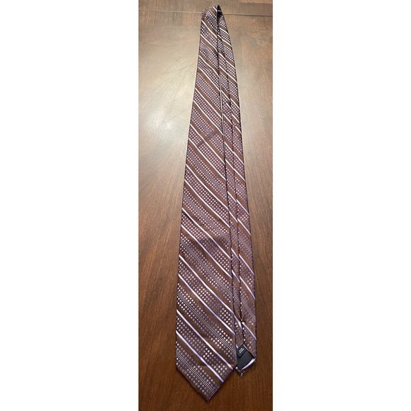 Louis Dell Olio Made In Italy Brown And Purple 100% Silk L58” W”3.50 - Picture 3 of 7